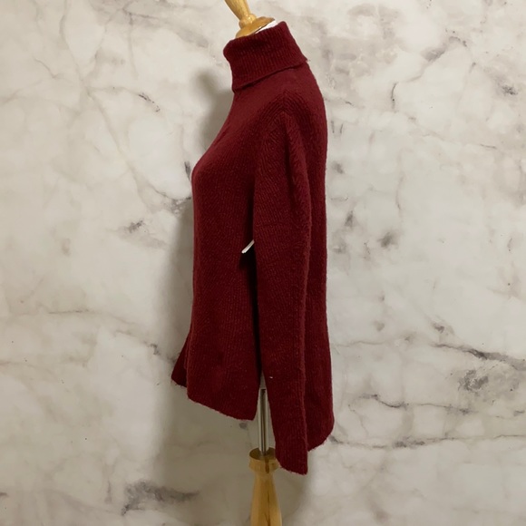 Sweet Romeo Wine Red Ribbed Turtleneck Tunic Sweater - Picture 6 of 9